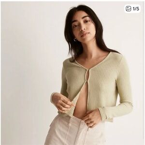 Madewell cropped green cardigan